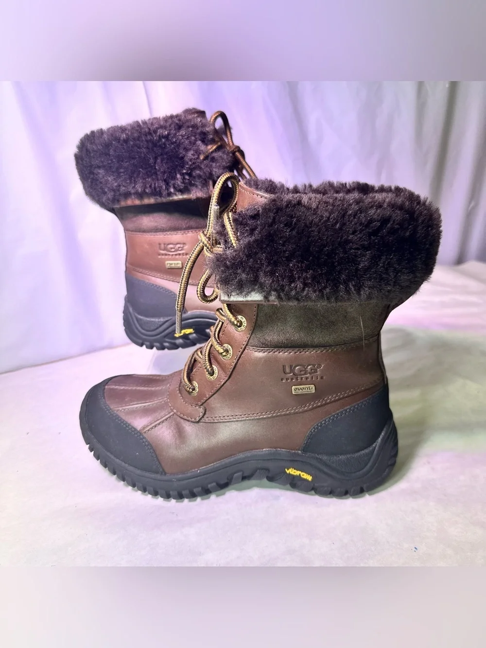 UGG Brown and Black Shearling-Lined Lace-Up Winter Boot
